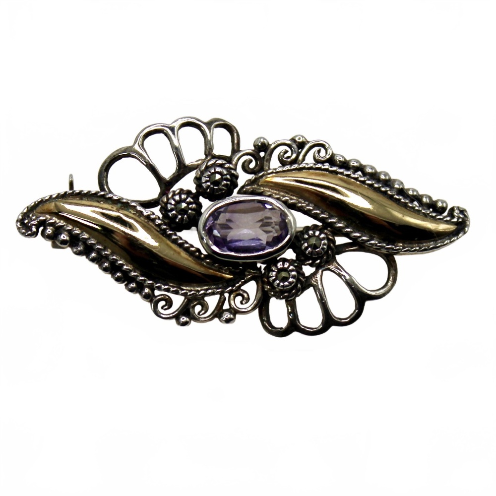 Dainty Sterling Brooch/Pin Lavender Gemstone